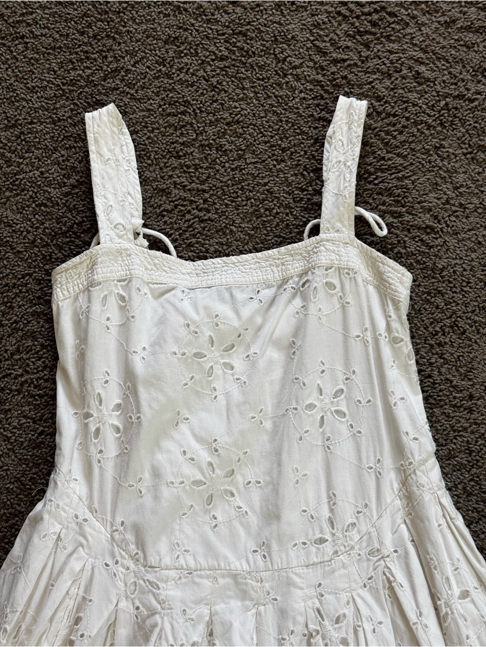Free people women’s White Eyelet Sundress - Lightweight Summer Dress - Picture 2 of 8